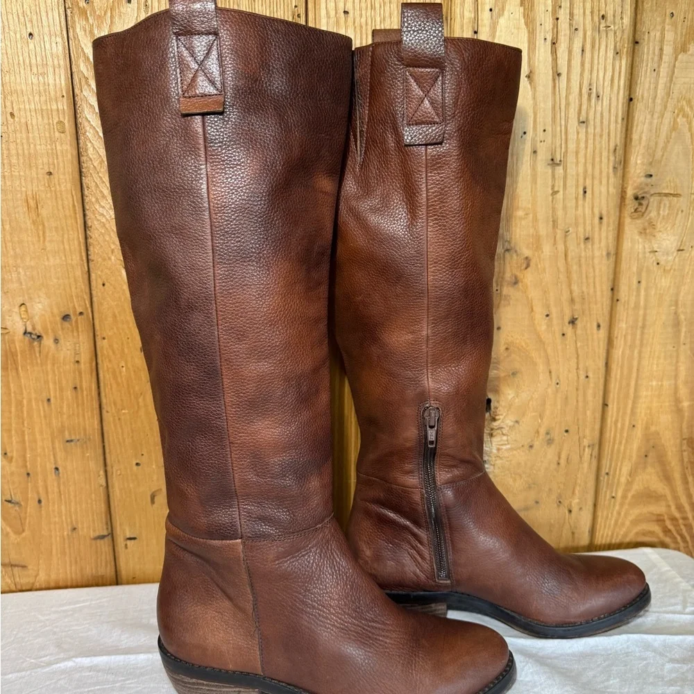 Arturo Chiang Tall Brown Leather Riding Boots 5.5 M - Picture 7 of 14